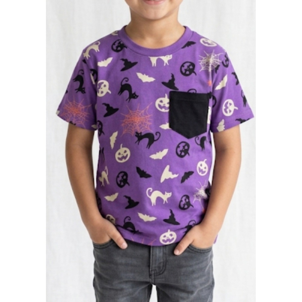 Eighty Eight Kids Halloween Shirts Size 5. Short Sleeve, Purple NWT